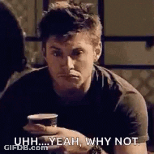 Man Holding Coffee Saying Uhh Yeah Why Not GIF