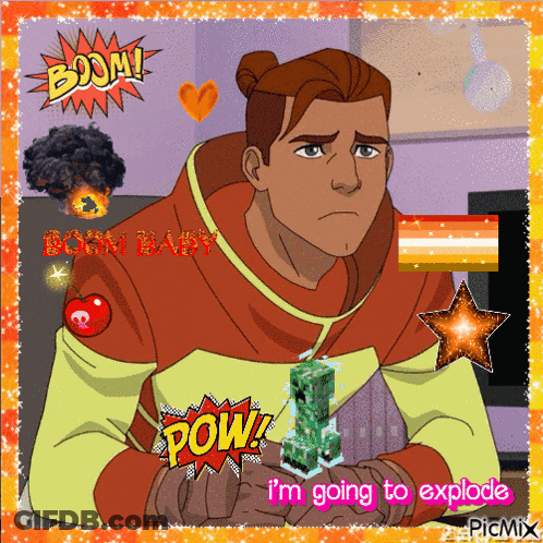 Man Holding Creeper Saying Pow I'm Going To Explode GIF