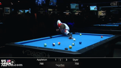 Man Holding Cue In Front Of Pool Table GIF
