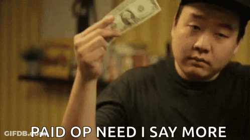 Man Holding Dollar Bill Saying Paid GIF