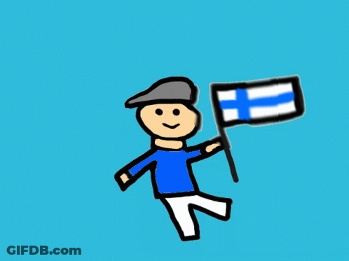 Man Holding Finland Flag GIF