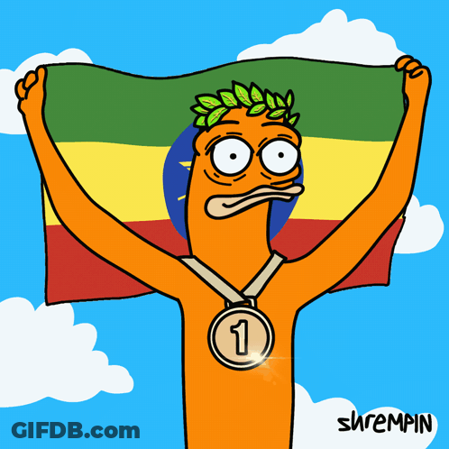 Man Holding Flag And Number 1 Medal GIF