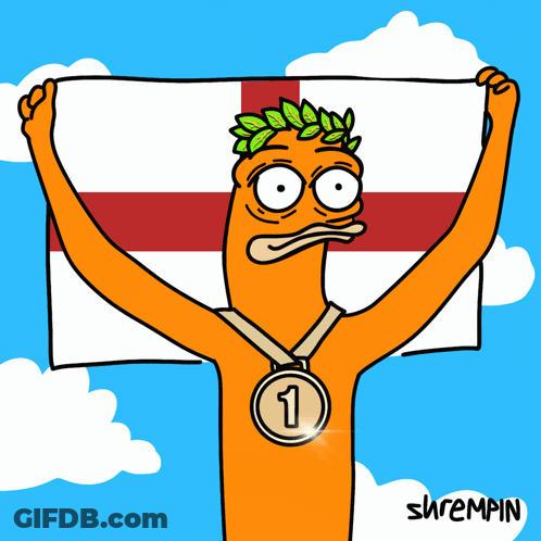 Man Holding Flag And Number One Medal GIF