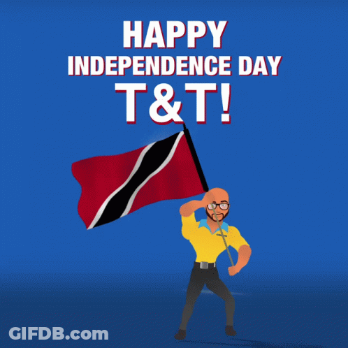 Man Holding Flag Saying Happy Independence Day T&T GIF
