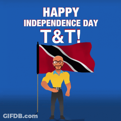 Man Holding Flag Saying Happy Independence Day T&T GIF