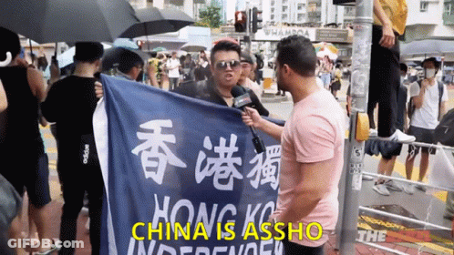 Man Holding Flag Saying Hong Kong Independent GIF
