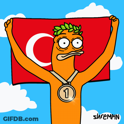 Man Holding Flag With Medal Number 2 GIF