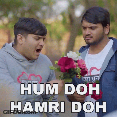Man Holding Flowers With Hum Doh Hamri Doh GIF
