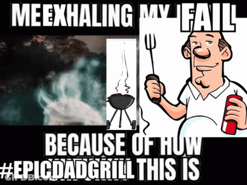 Man Holding Fork Next To Barbecue GIF
