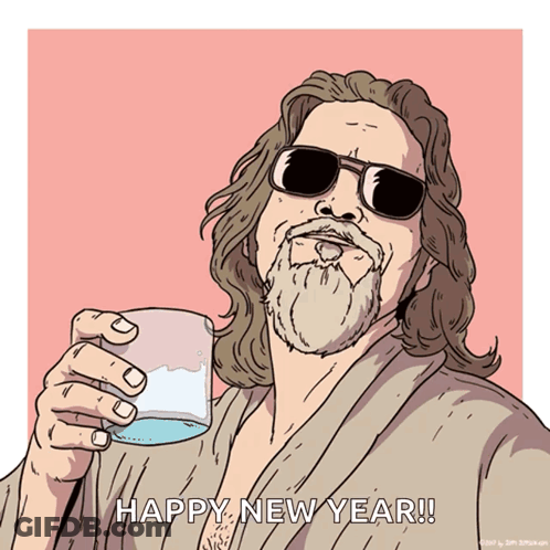 Man Holding Glass Happy New Year GIF