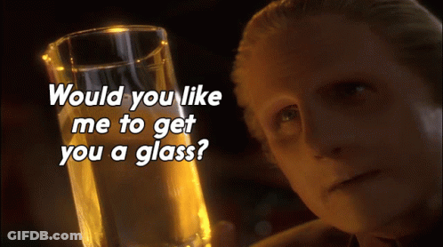 Man Holding Glass Saying Would You Like Me To Get You A Glass GIF
