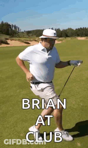 Man Holding Golf Club On Course GIF