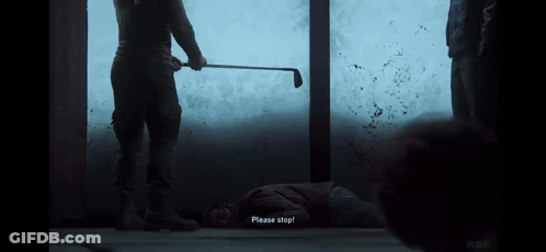 Man Holding Golf Club Saying Please Stop GIF