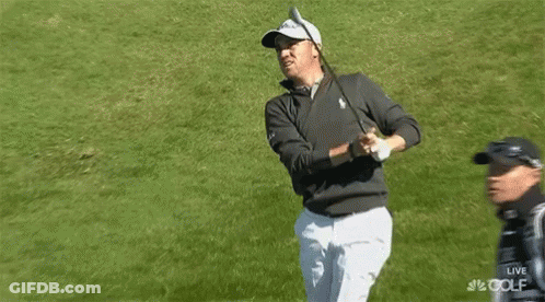 Man Holding Golf Club Talking GIF