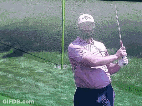 Man Holding Golf Club Wearing Callaway Hat GIF