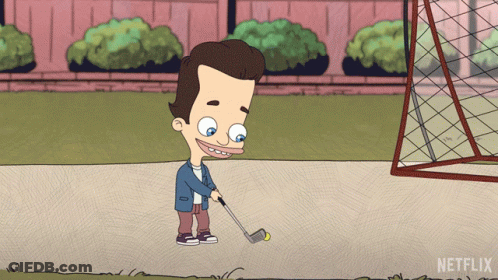 Man Holding Golf Club With Netflix Logo GIF