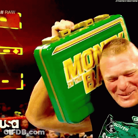 Man Holding Green Case Saying Money In The Bank GIF
