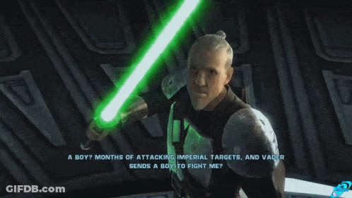 Man Holding Green Lightsaber GIF