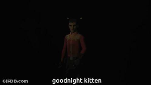 Man Holding Green Lightsaber Saying Goodnight Kitten GIF