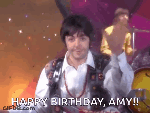 Man Holding Guitar Happy Birthday Amy GIF