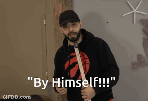 Man Holding Guitar Saying By Himself GIF