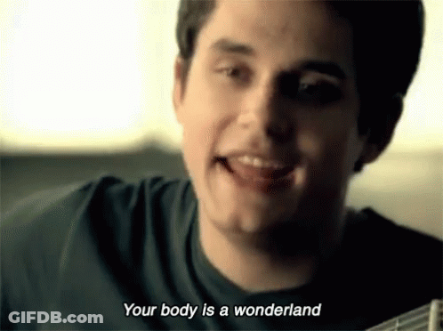 Man Holding Guitar Smiling Saying Your Body Is A Wonderland GIF