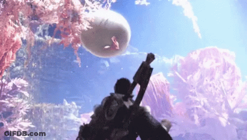 Man Holding Gun And Floating Jellyfish GIF