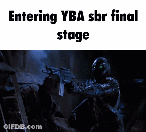 Man Holding Gun Entering YBA SBR Final Stage GIF
