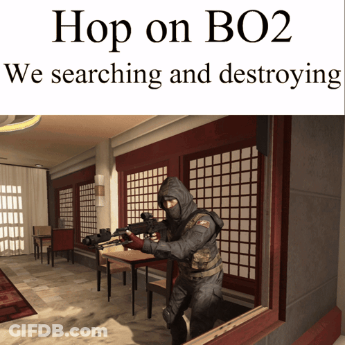 Man Holding Gun Hop On BO2 We Searching And Destroying GIF