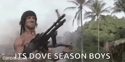 Man Holding Gun In Jungle With Palm Trees GIF
