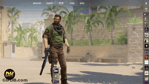 Man Holding Gun In Video Game With DX Logo GIF