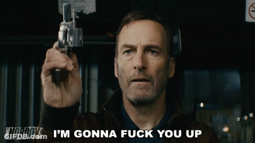 Man Holding Gun Saying I'm Gonna Fuck You Up GIF