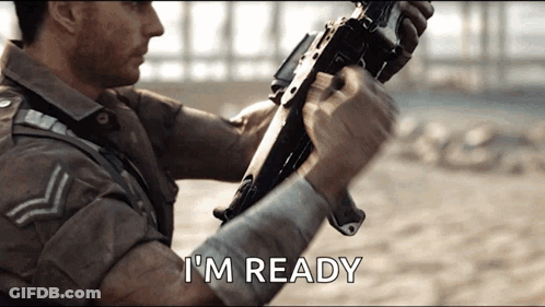 Man Holding Gun Saying I'm Ready GIF