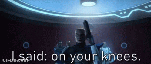 Man Holding Gun Saying I Said On Your Knees GIF