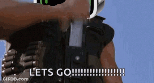 Man Holding Gun Saying Let's Go GIF