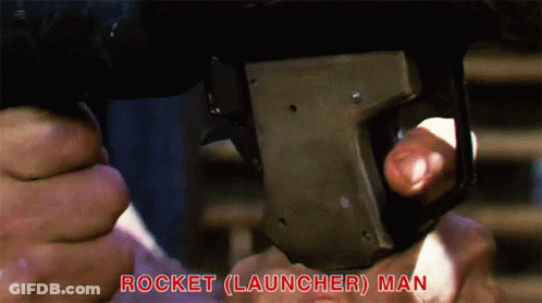Man Holding Gun Saying Rocket Launcher Man GIF