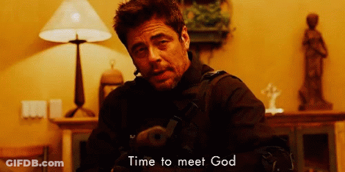 Man Holding Gun Saying Time To Meet God GIF