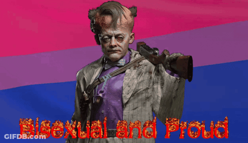 Man Holding Gun With Bisexual And Proud In Red GIF