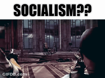 Man Holding Gun With Socialism Text GIF