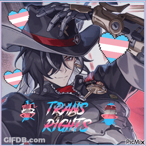 Man Holding Gun With Trans Rights GIF
