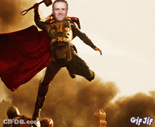 Man Holding Hammer And Cape GIF