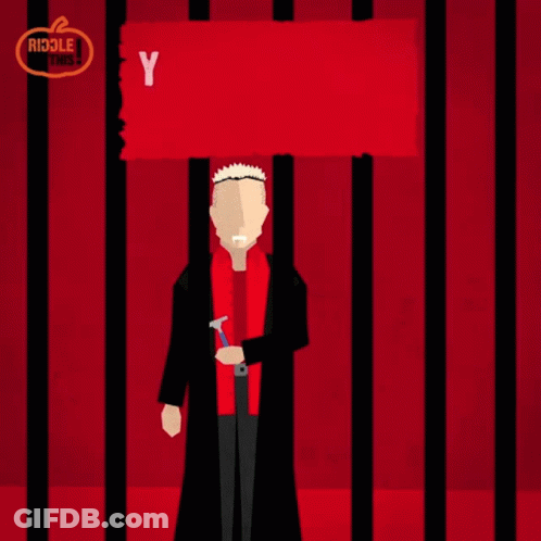 Man Holding Hammer In Front Of You're Trapped Here Forever Sign GIF
