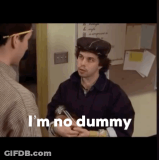 Man Holding Hammer Saying I'm No Dummy GIF