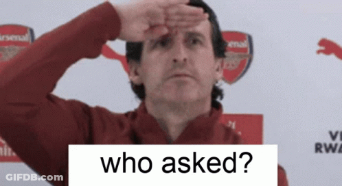 Man Holding Hand To Forehead In Front Of Arsenal Sign GIF