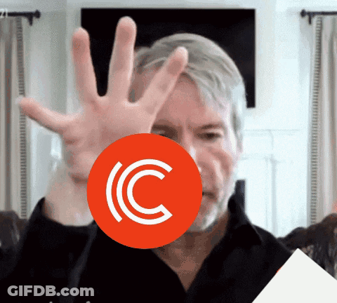 Man Holding Hand Up Red Circle Letter C GIF