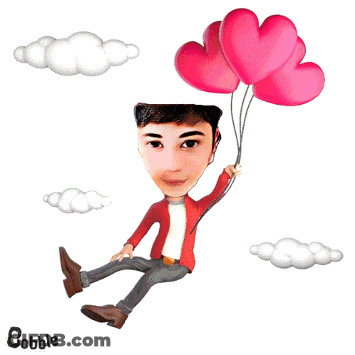 Man Holding Heart-Shaped Balloons Bobble GIF
