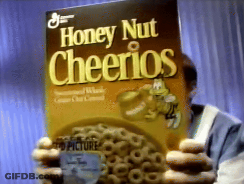 Man Holding Honey Nut Cheerios GIF
