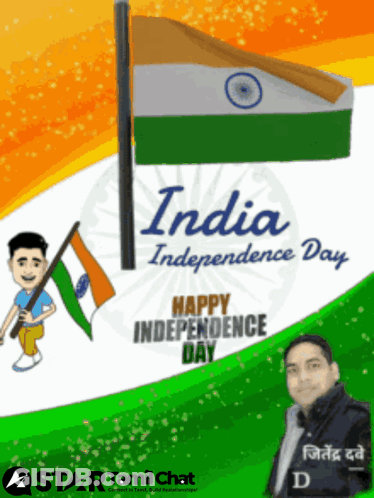 Man Holding Indian Flag For India Independence Day GIF