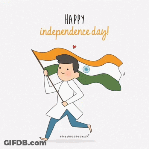 Man Holding Indian Flag Happy Independence Day GIF