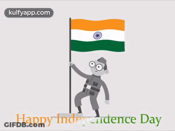 Man Holding Indian Flag Saying Happy Independence Day GIF
